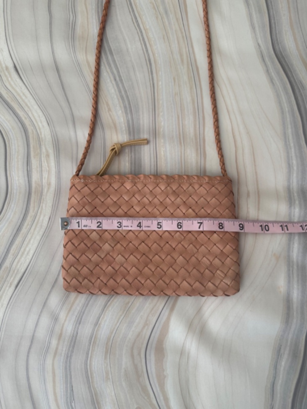 Loeffler Randall Marison Crossbody Woven Leather Tan Desert Sand Small $195 - Picture 15 of 17